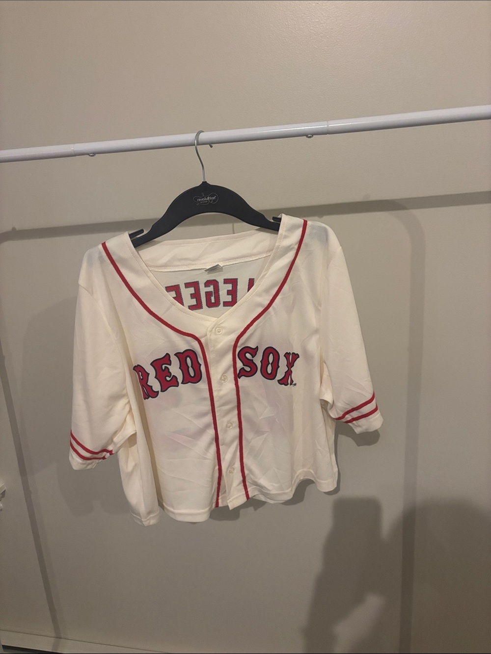 Red Sox Cream Button-Front Jersey with Red Trim